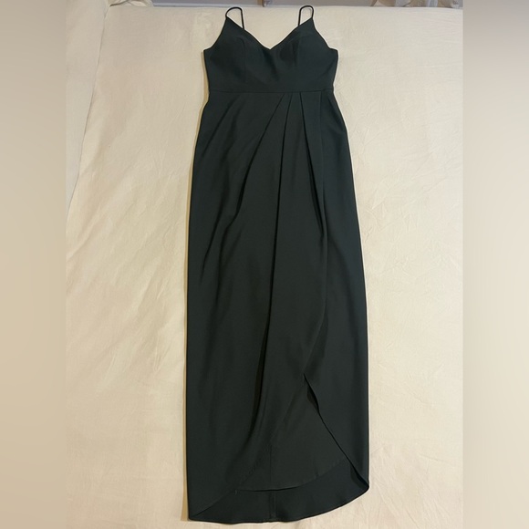 BHLDN Caron V-Neck Crepe Dress, Dark Emerald, Size 2 - Picture 5 of 6